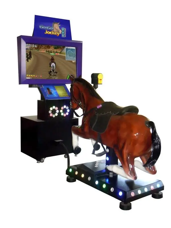 Home Indoor Horse Riding Video Game Machine  Coin-operated Amusement Equipment with  Race Trackdurable Fiberglass Metal & Steel