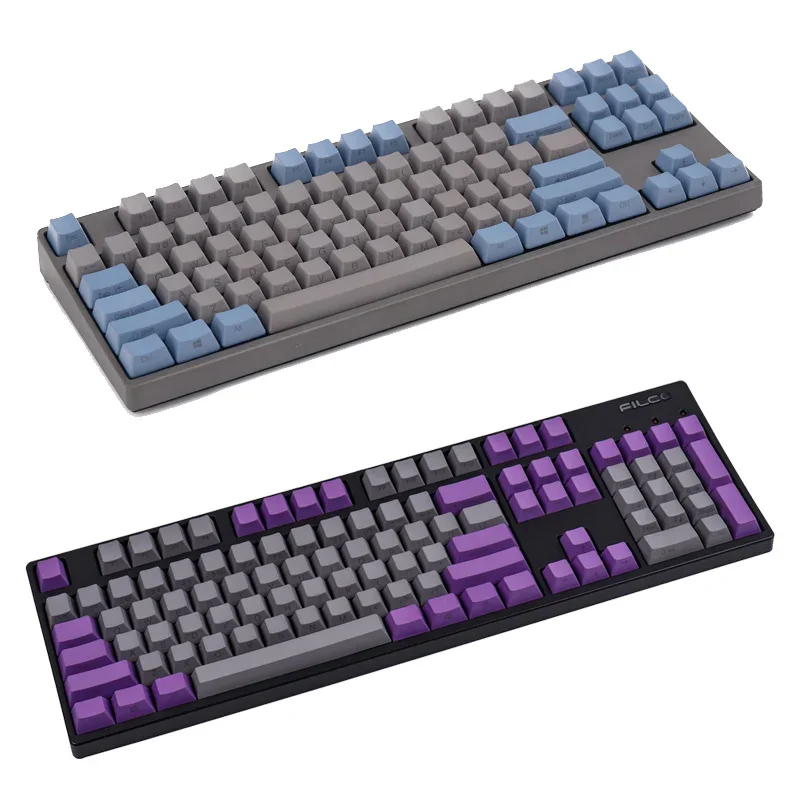 Keycaps, purple gray red gray, fire front color scheme blue gray keycaps, light-transmitting PBT keycaps 104 87