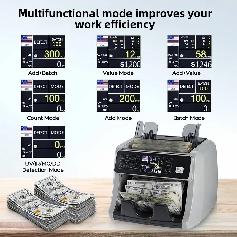 160 Countries Vertical Foreign Currency Counting Machine USD EUR Bank Use Cash Counter Auto Voltage Conversion For Export