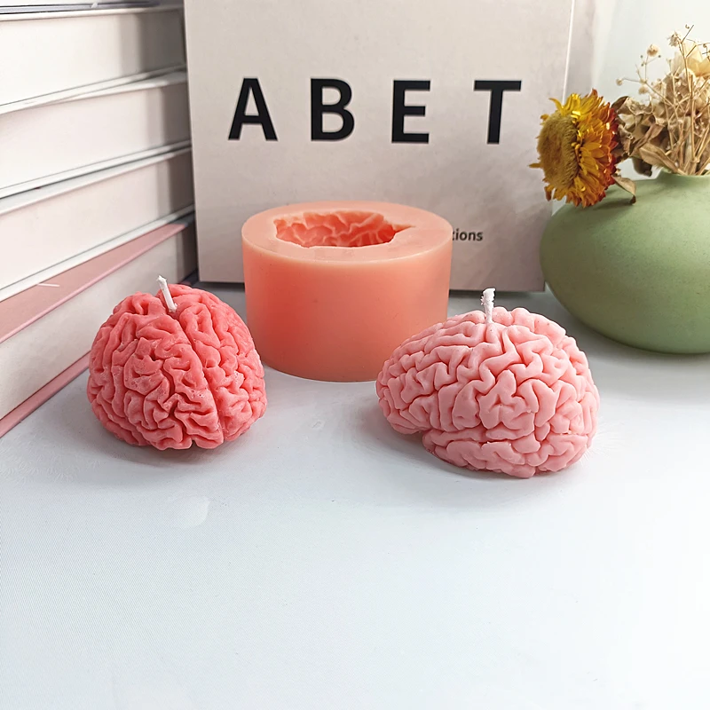 Candle Silicone Molds Artificial Human Brain 3D Resin Epoxy Organ Mould For Halloween Party Cake Decoration DIY Gift  Moulds