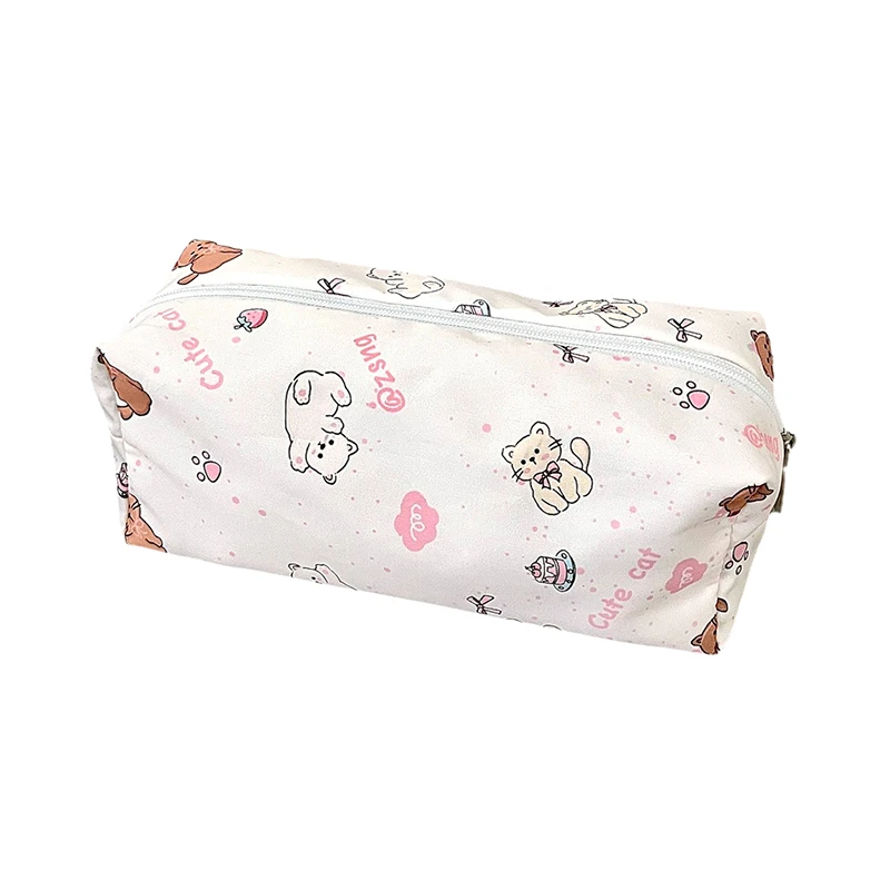 1pc kawaii lápis caso lona saco de maquiagem estética papelaria organizador caneta titular lápis bolsa