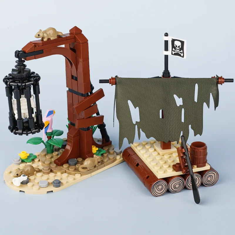 

MOC Medieval Military Execution Gallows Gangsters Pirate Ship Parrot Scene Small Particles Building Block Puzzle Brick Toy