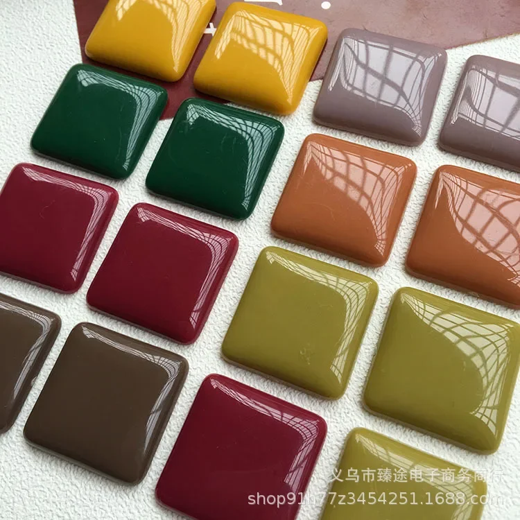 5pcs Korea Fruta geometric square solid color resin Flat Back Cabochon Scrapbook Kawaii DIY Embellishments Accessories