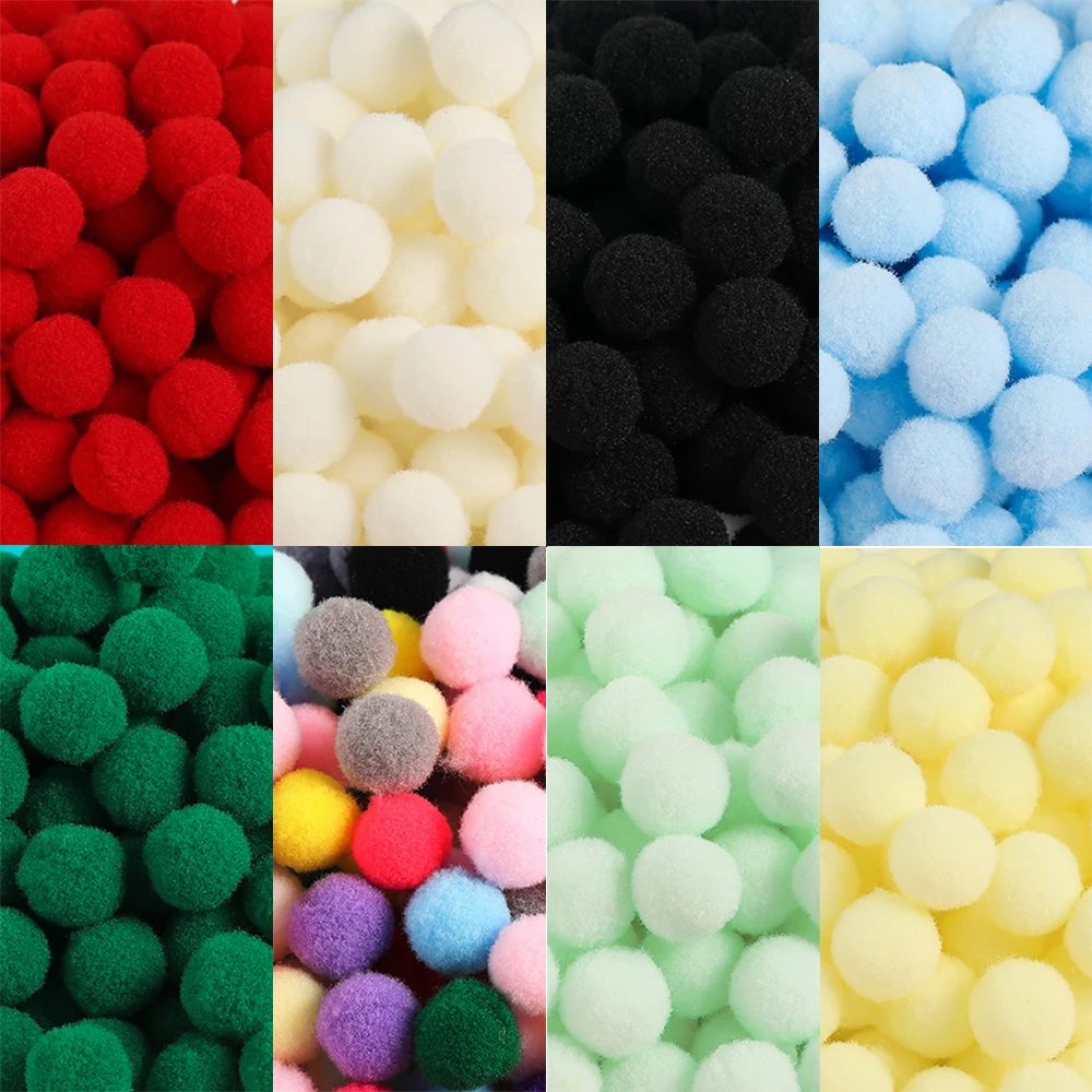 50pcs 10/15mm Colored Fluffy Soft Pom Poms Pompoms Ball for Handmade Sewing Craft DIY Christmas  Jewelry Weddinrg Decoration