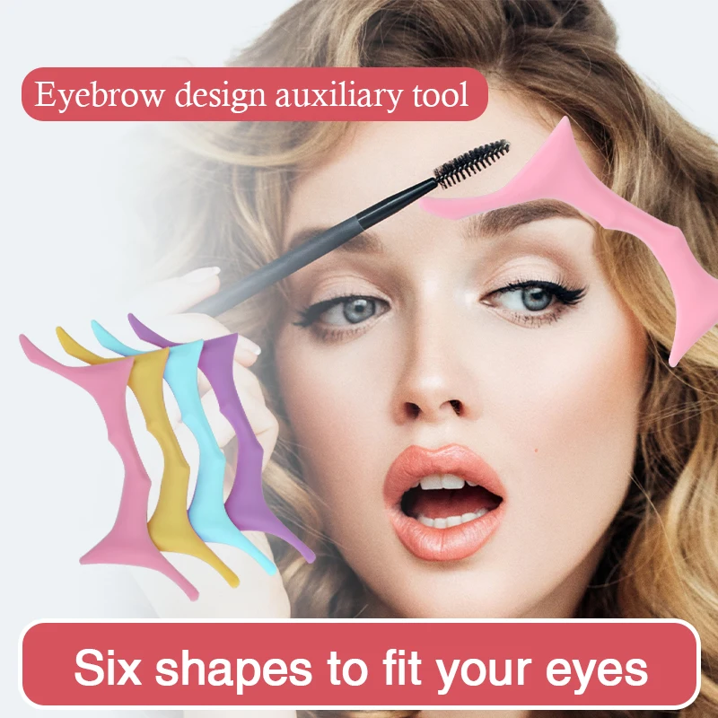 Silicone Eyebrow Shaping Tool 6 Stencils Kit Brow Template Makeup Guide Beauty Assist Device Multi Size Reusable Cosmetic Aid