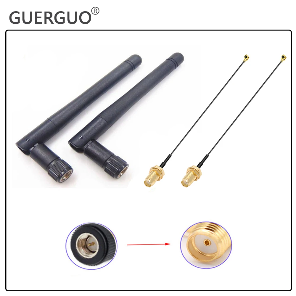 2Sets/Lot 15CM IPX Cable 2.4GHz 3dBi WiFi Antenna Aerial SMA RP-SMA Male Connector Wifi Antenna For Wireless Router Antenna