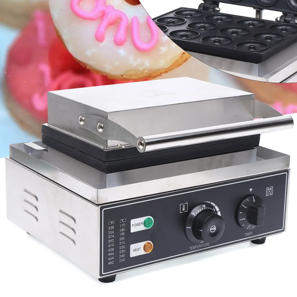 1550W?Commercial Nonstick Electric Mini Doughnut Donut Machine Maker 12pcs Baker