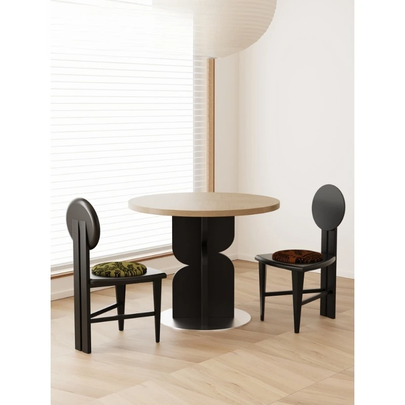 

Round table medium antique solid wood round dining log style small apartment round household modern table