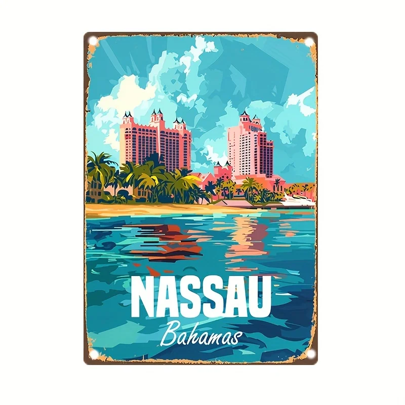 Nassau Bahamas Vintage Metal Sign - Waterproof & Weather-Resistant Iron Wall Art for Home, Bar, Office & Garden Decor | Easy