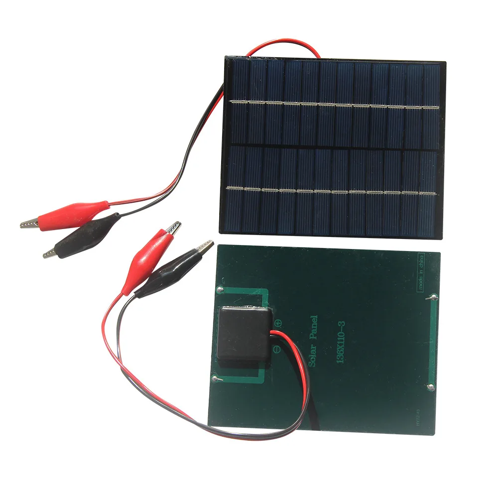 

2W 12V Polycrystalline Solar Panel +Crocodile Clips Epoxy Encapsulated DIY Solar Charger for Car Electronics Projects 110*136MM