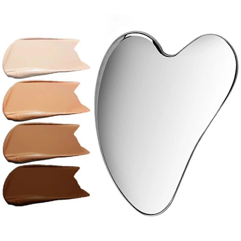 1 قطعة غوا شا أداة الوجه الفولاذ المقاوم للصدأ غواشا جهاز تدليك الطبيعية العالمي الوجه الفضة معدن غوا شا مجلس الجمال العناية بالبشرة #3