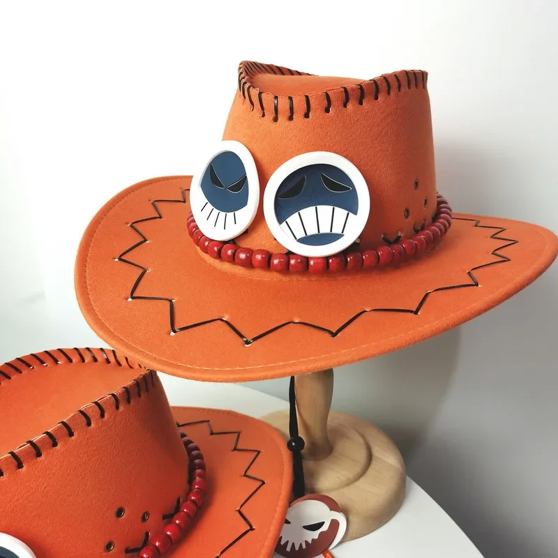 Halloween Ace Cap Cosplay Japanese Anime Cartoon One Piece Cosplay Costumes Cowboy Orange Hat Adult Men and Women Gifts