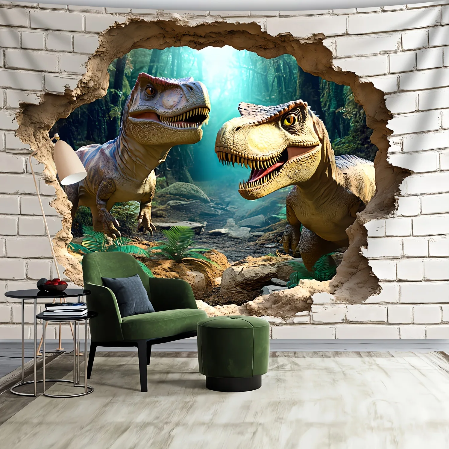 Stunning Dinosaur Wall-Breaking 3D Tapestry Polyester No-Install Living Room Bedroom Office Decor Party Live Stream Background