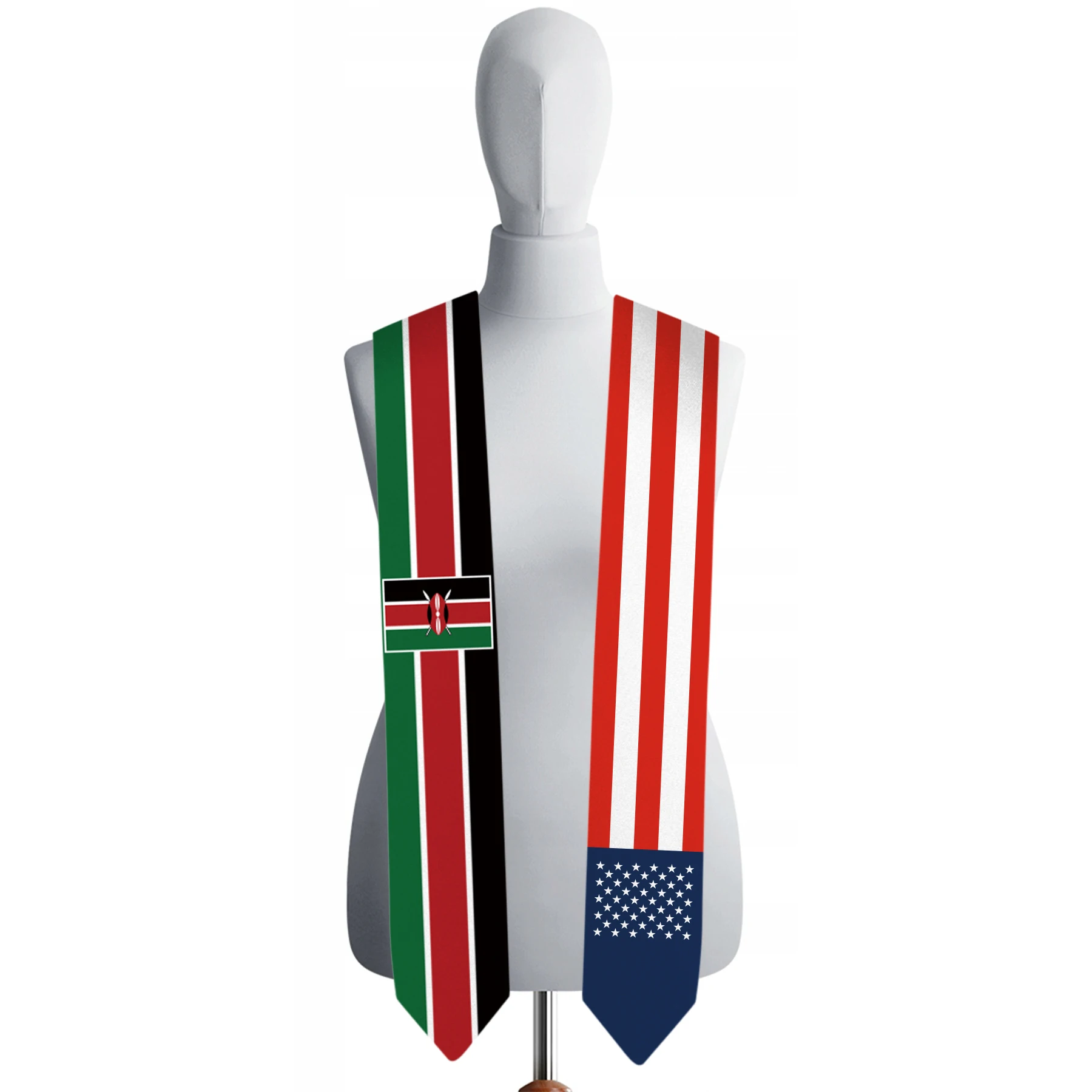 13x180cm USA And Kenya Flag Graduation Sash Bachelor Gown Accessory Graduation Sash Scarf