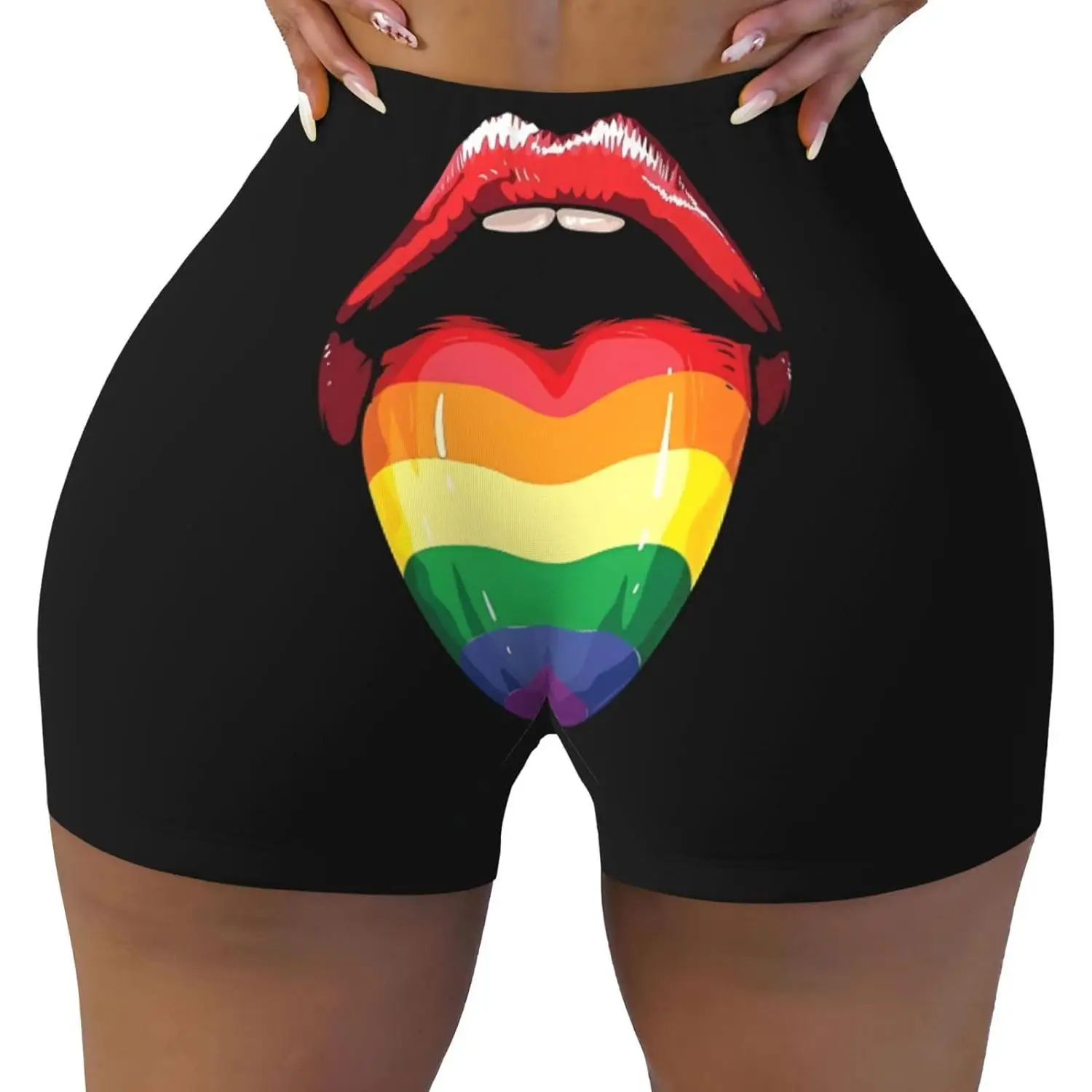 شورت يوجا عالي الخصر للسيدات، شورت رياضي قابل للتمدد، شورت رياضي لراكبي الدراجات النارية، سروال قصير للجري #1