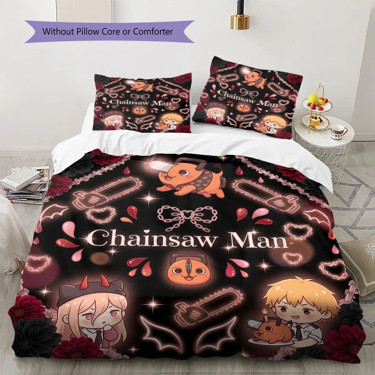 Chainsaw Man Soft Duvet Cover Children's Bedding Set,Extra Large Size Halloween Gifts Various Sizes Available -HE166