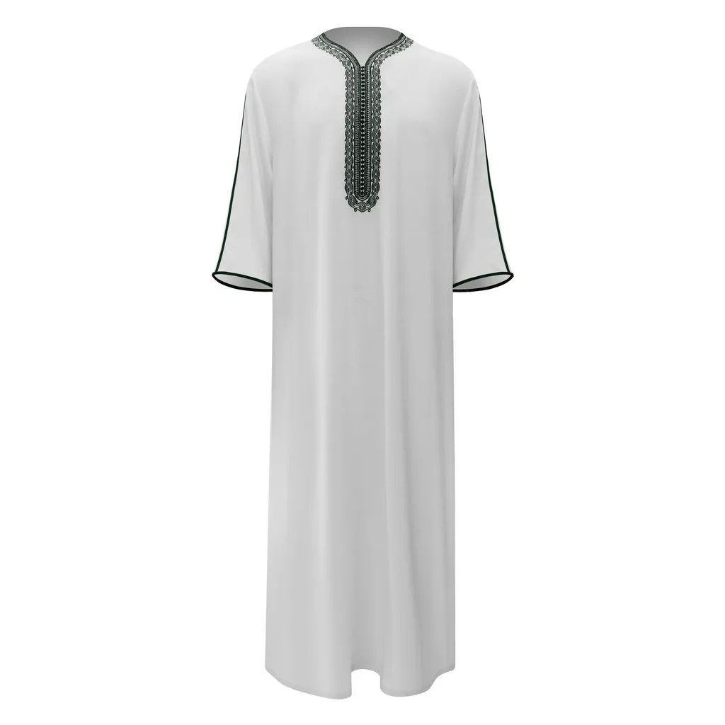 2025 Ramadan Jubba Thobeแขนยาวมุสลิมครึ่งแขนปักสไตล์ชาติพันธุ์โมร็อกโกผู้ชายRobeกระเป๋าด้านข้าง