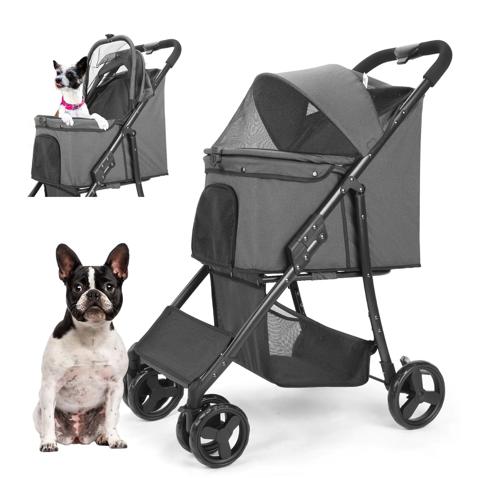 Multifunctional Pet Cart Bag Separation One-vehicle Dual-purpose One-click Folding Basket Light