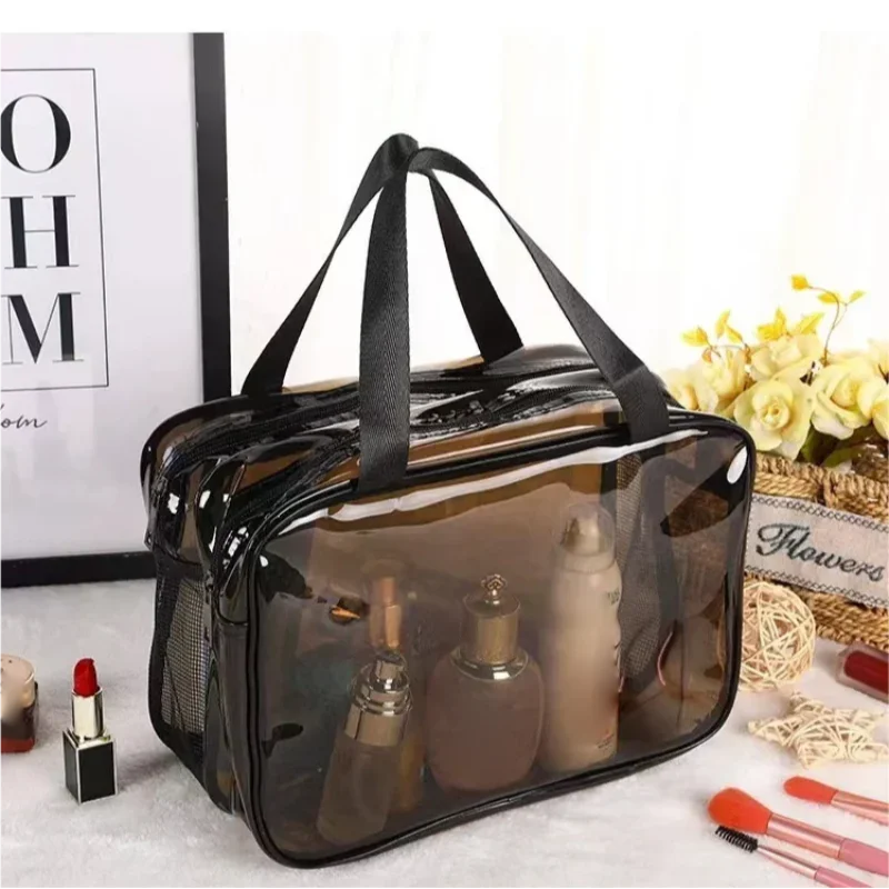 

Двухслойная женская сумка для хранения косметики, отдельная дорожная сумка для душа, водонепроницаемая сумка для туалетных принадлежностей, портативная большая вмести...