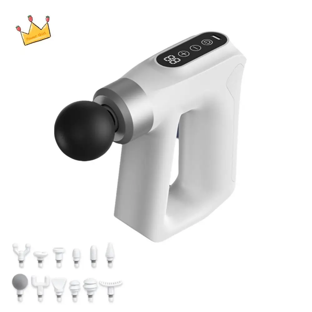 

Высокочастотный электрический массажер для мышц с 12 сменными головками, регулируемыми шестернями, массажер для глубоких тканей для тела, низкий уровень шума