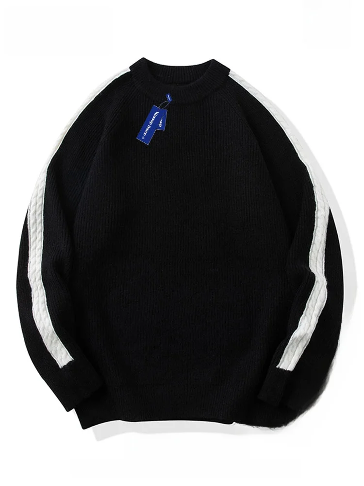 

Мужской вязаный свитер Wassup Dozen в японском ретро-стиле с цветными блоками, круглый вырез, весна-осень, повседневная свободная верхняя одежда для пар