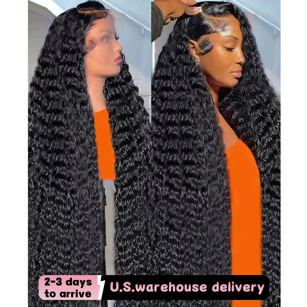 250密度ディープウェーブレースフロントウィッグ人毛40インチ13x6 13x4 HDレースフロント人毛ウィッグブラジル産プレプラッキング済みカールウィッグ