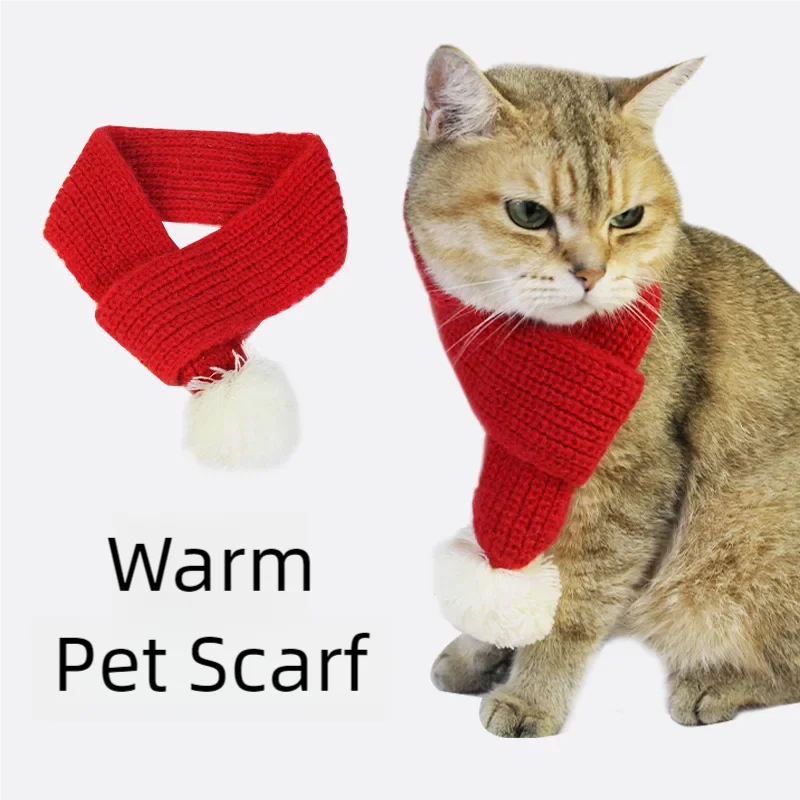 

Pet Scarf Autumn/Winter Warm Cloth Doll Cat Big Red New Year Pet Dog Scarf