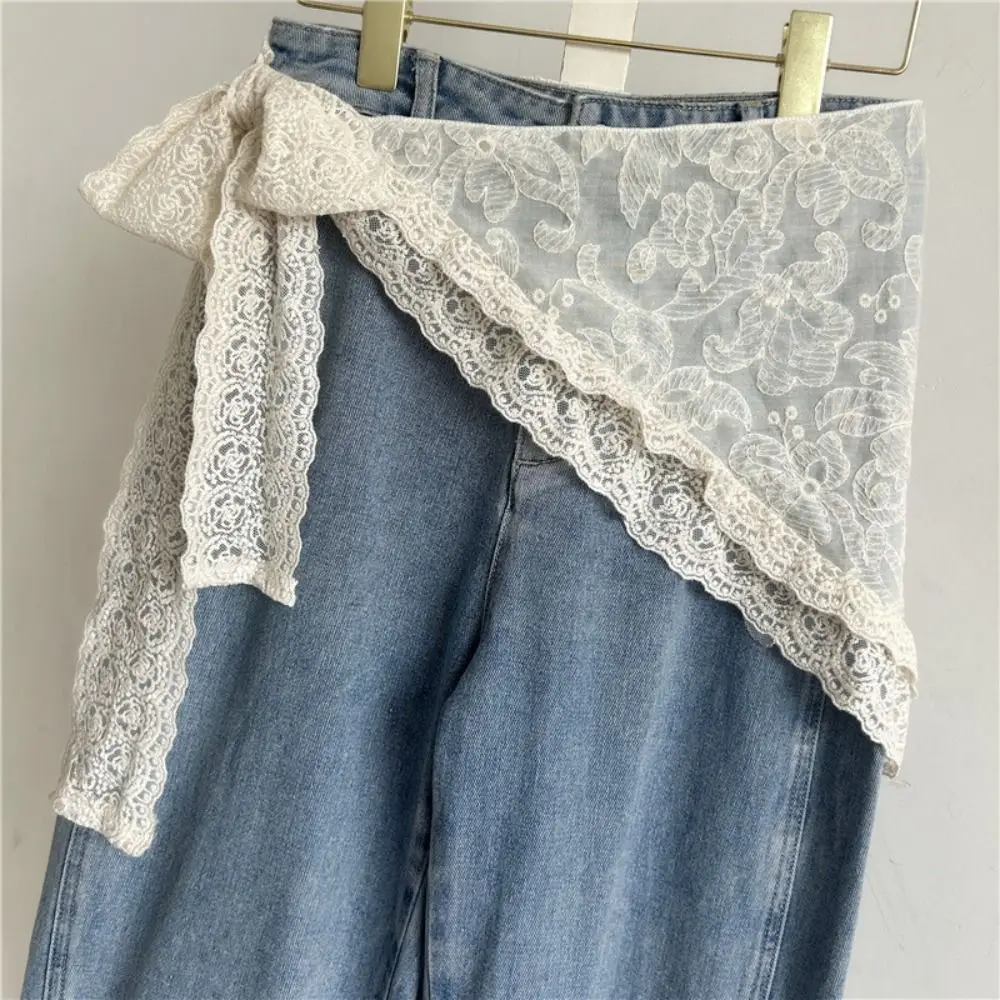 Trendy Lace Trim Lace Mini Skirt Ruffles Jeans Decoration Fart Curtain Clothing Accessories Pretty Butt Curtain Women
