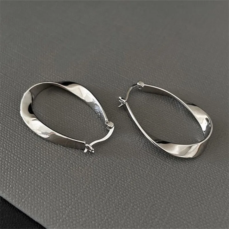 925 Silver Needle Piercing Big Circle Hoop Earring For Women Girls Lovely Party Wedding Gifts Jewelry eh006