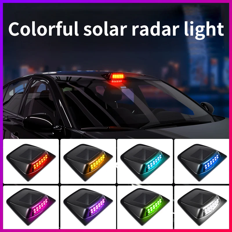 

Car solar simulated LiDAR cover light decoration LED light modification roof wireless anti rear end collision warning light