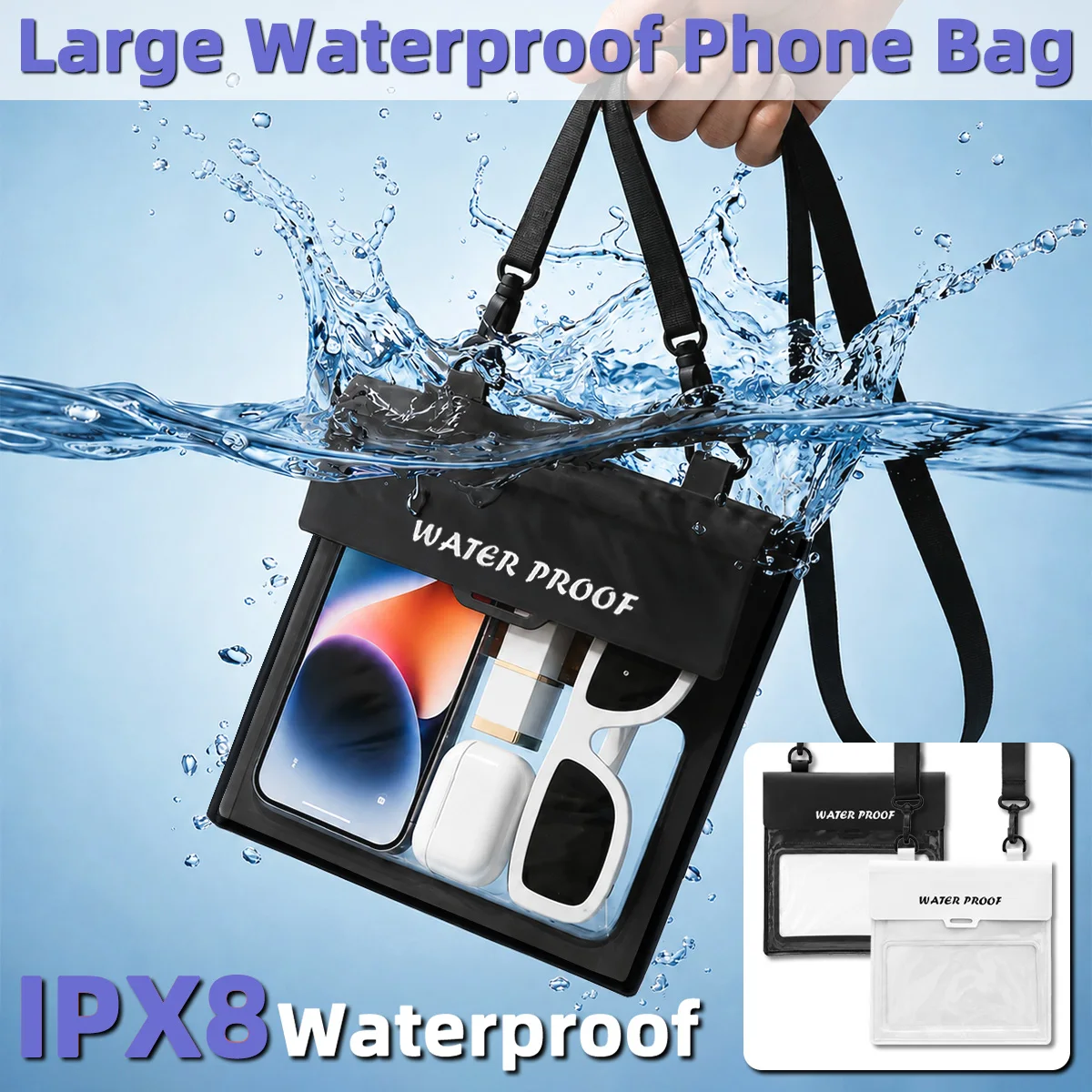 1 Stück Wasserdichte Handytasche mit Transparentem Touchscreen-Design, Reise- und Strandtasche mit Großer Kapazität und Verstellbarem Schultergurt