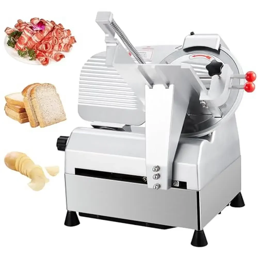 Electric Food Slicer 800W Power 12 inch Blade Adjustable Thickness Stainless Steel Premium Meat Slicer Automatic Sharpening