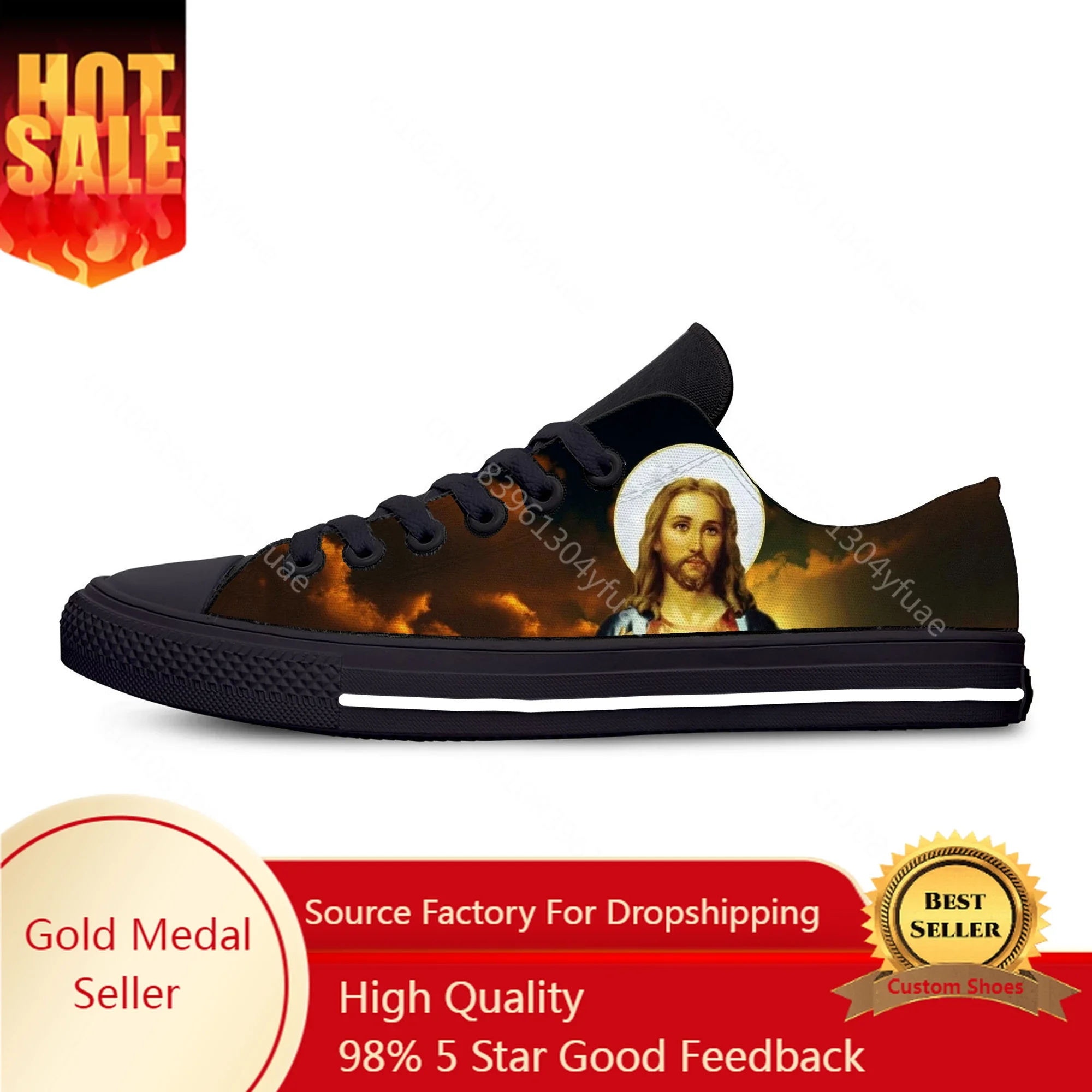 Hot Summer Christian God Lord Jesus Christ Religion Fashion Casual Cloth Shoes  Men Women Sneakers Low Top Classic Board Shoes