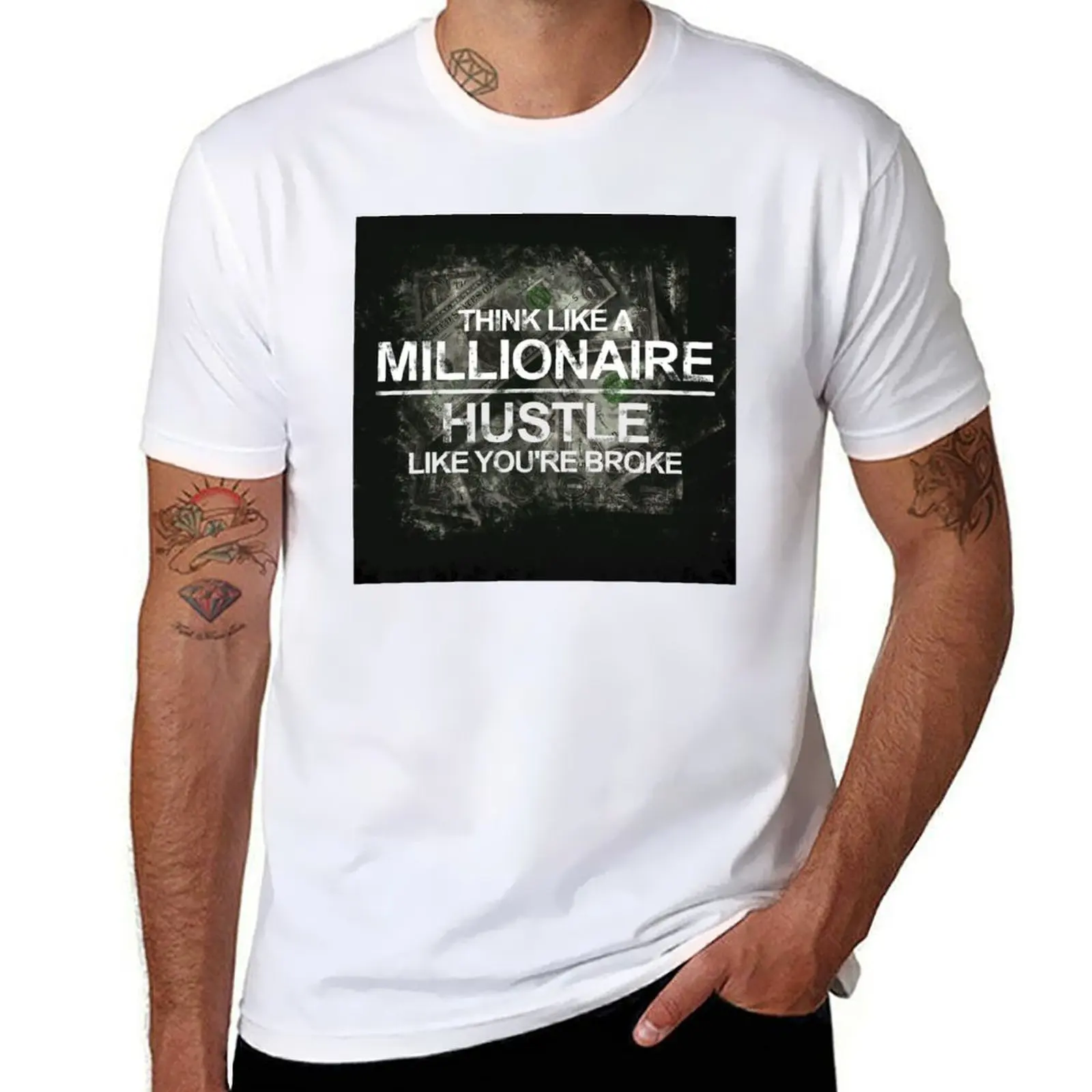 

THINK LIKE A MILLIONAIRE T-Shirt funny t shirts man cotton tshirt 100% T-Shirt