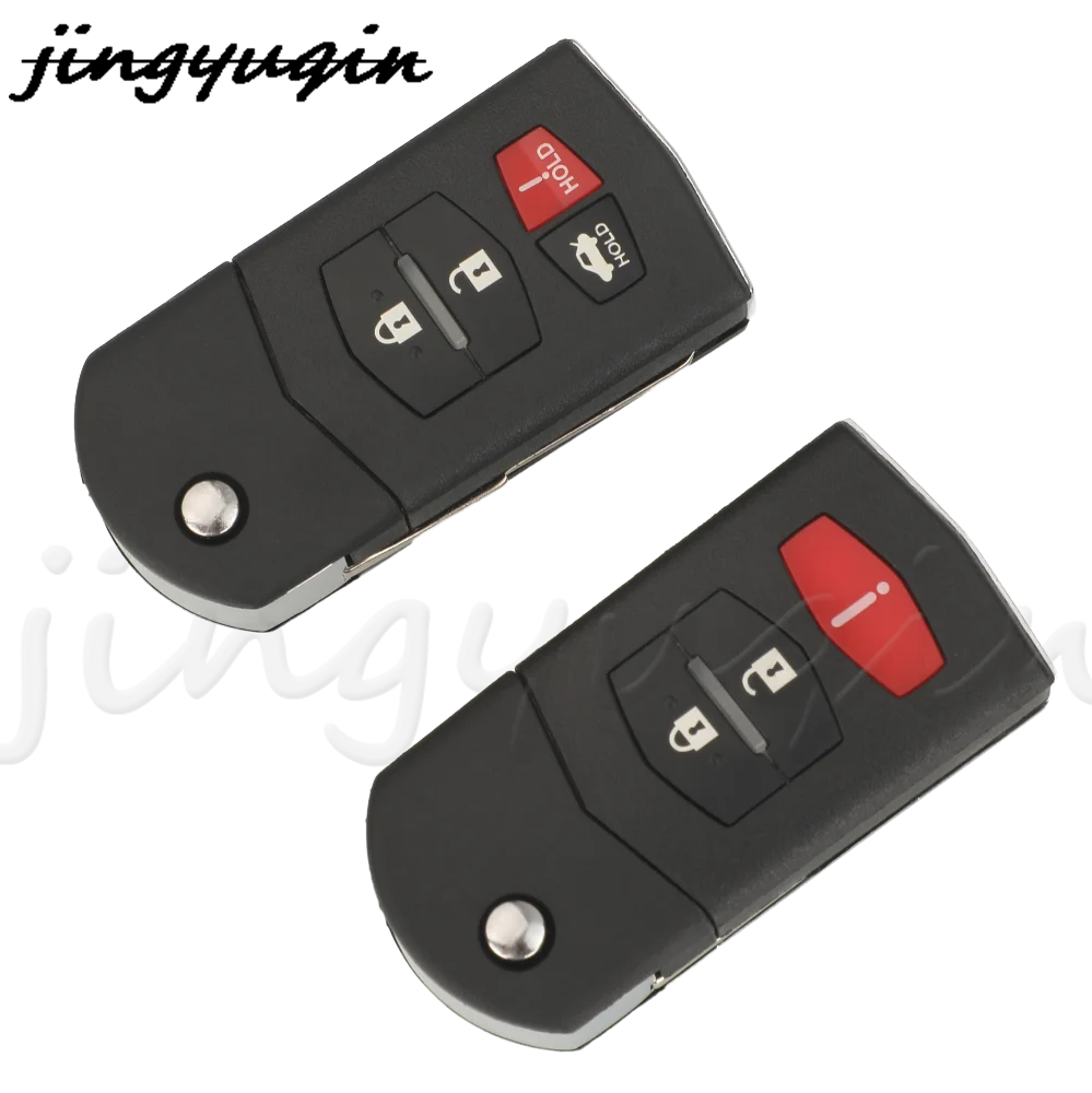 jingyuqin KPU41788 3/4 Buttons Flip Remote Car Key 313.8MHz FSK For Mazda 6 2006 2007 2008 4D63 Chip Auto Fob Contol