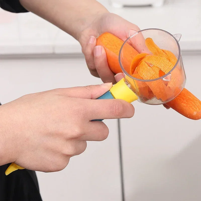 

Kitchen Gadget Stainless Steel Single Head Peeler Vegetable and Fruit Long Handle Creative Peeler with Storage Vegetable Chopper