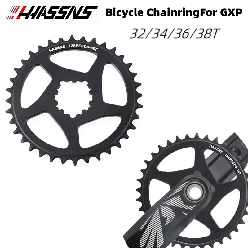

HASNS bicycle link 0mm offset MTB bicycle road bicycle 32/34/36/38T sprocket for GXP 9/10/11/12 speed crank set