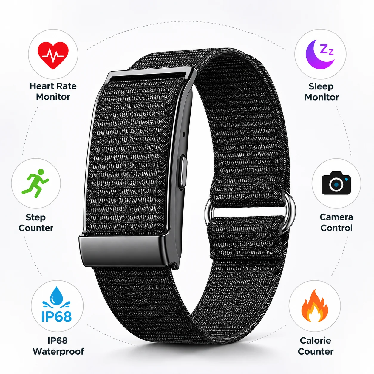 Smart Bracelet Screen-Free Design IP68 Waterproof Health Monitoring Bluetooth 5.3 Sports Tracker Long Battery Life Wearable Band