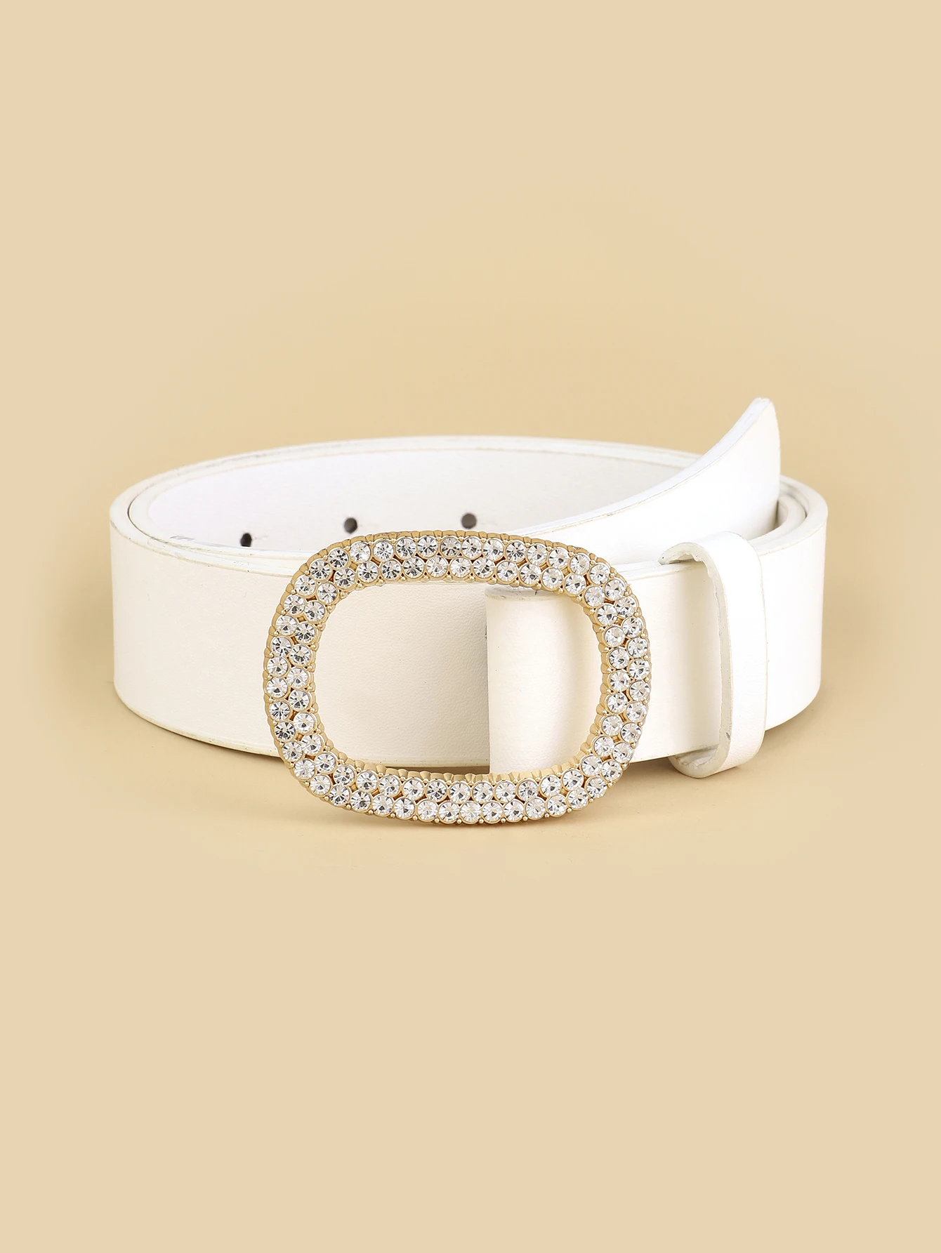 2023 Women\'s New Matching Jeans dress Oval Diamond Buckle Head Belt All-match Fashion Three-color Optional