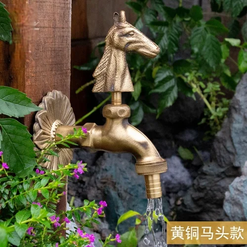

Animal Shape Bibcock Vintage Brass Tap For Washing Mop/Garden Watering Animal Faucet Outdoor Decorative Garden Faucet
