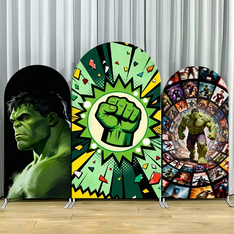 

Arch Backdrop Cover Single Side Hulk Green Fist Comic Burst Party Decoration Photo Booth Background Props Event Supplies