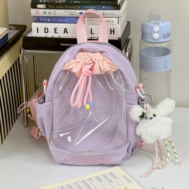 Japan Style Transparent Crying Doll Anime Backpack Underarm Shoulder Bag Large Capacity COutward Ommuting School Bag for Girls