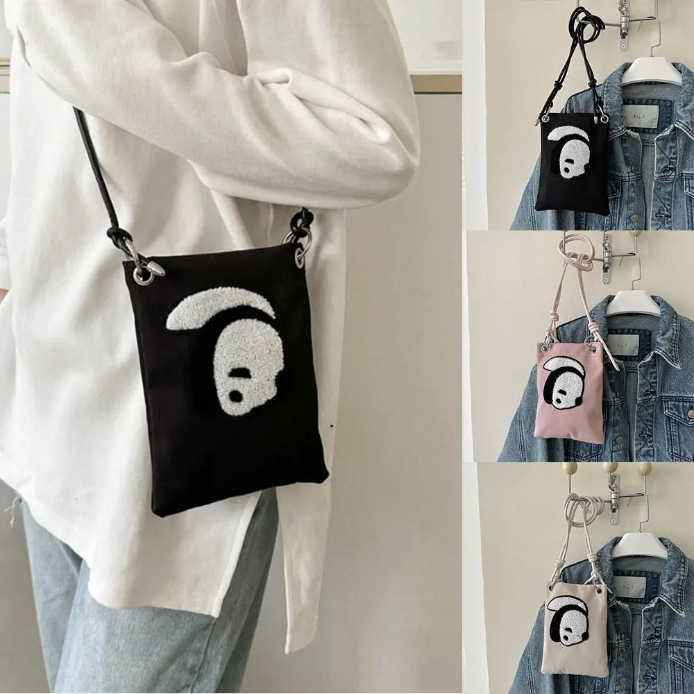 Double Side Pattern Cute Panda Phone Bag Korean Style Minority Design 3D Doll Handbag Crossbody Bag Coin Purse