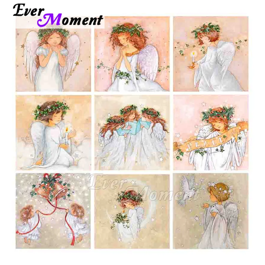 

Ever Moment алмазная живопись маленькая девочка Крыло ангела Corolla голубь молитва свеча Рождественский подарок любовь мир вышивка крестиком 5D ASF2325
