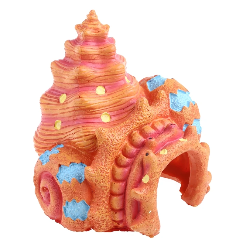 Aquarium Conch Castle Resin Decor for Fish for Tank Rock Caves Aquatic Pets Hide