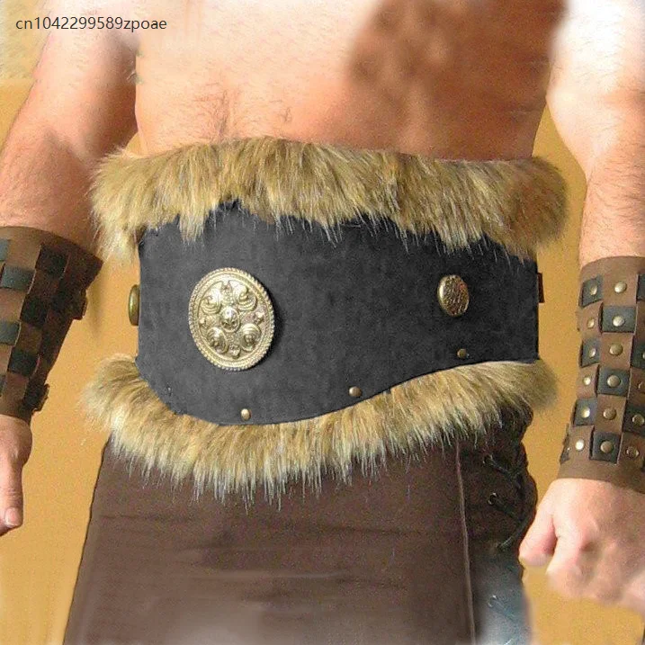 New European And American Medieval Renaissance Viking Fur Steampunk Waist Belt Role-playing Costume Props