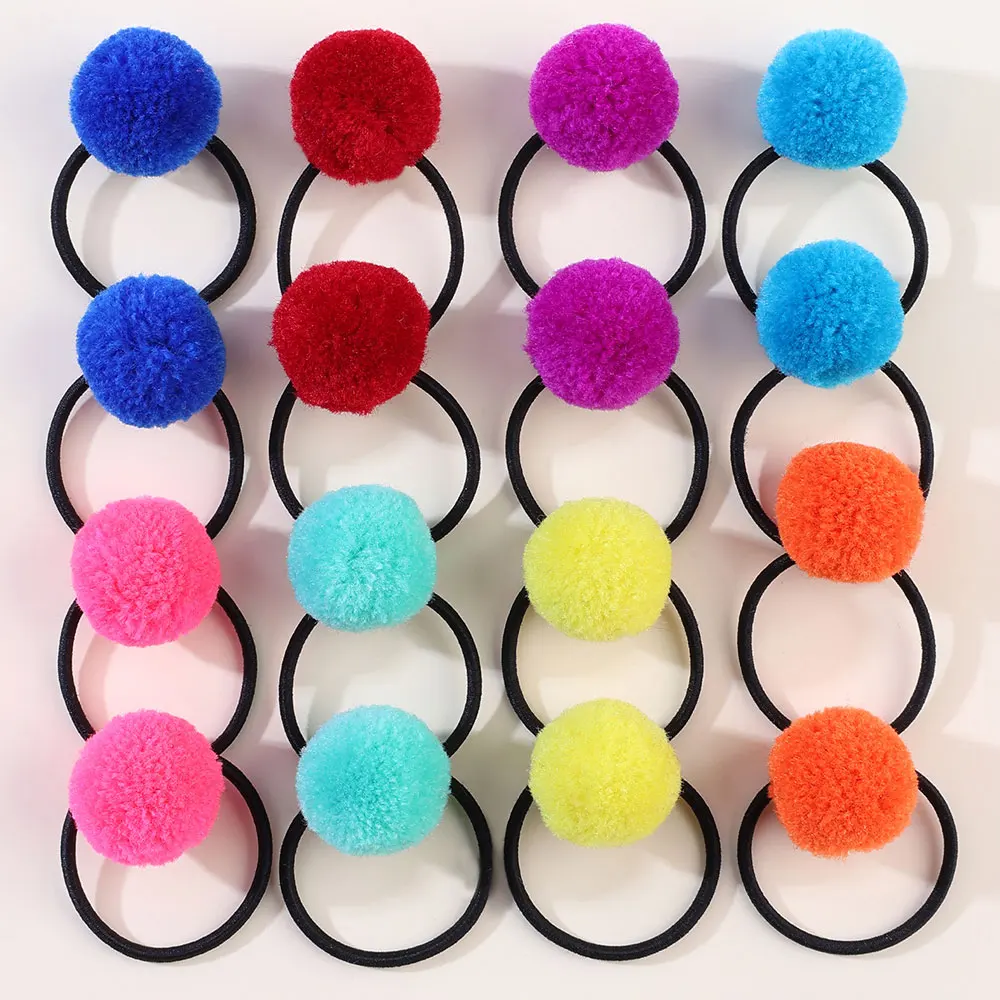 14pcs Pompon Hair Bands for Women Girls Hairband High Elastic Rubber Band Hair Ties Ponytail Holder Scrunchies Accessories