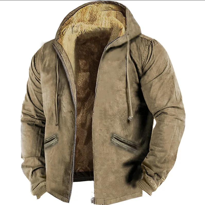 Jaqueta de algodão de inverno espessada de lã masculina cor sólida moletom com capuz quente à prova de vento casual streetwear casaco