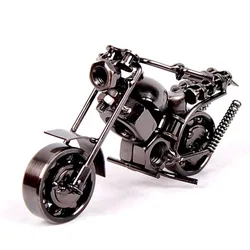 14cm Motorcycle Model Retro Motor Figurine Metal Decoration Handmade Iron Motorbike Prop Vintage Home Decor Kid Toy