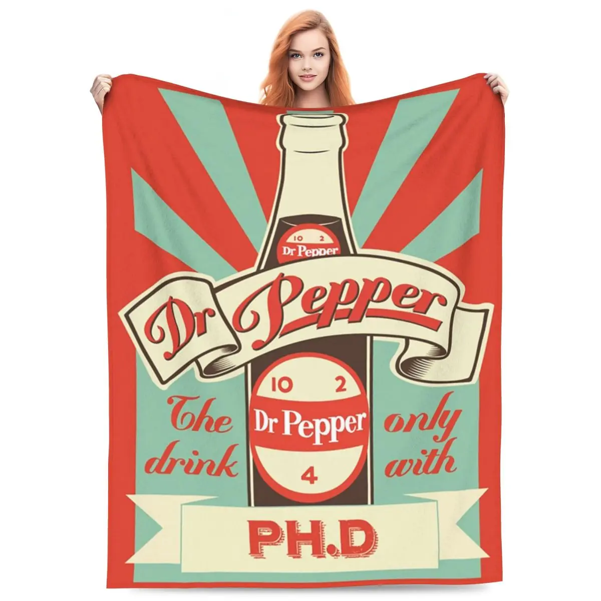 Dr. Pepper Vintage Blanket Flannel Sofa Throw Blanket Breathable for Home Bedroom Throws Bedspread Quilt